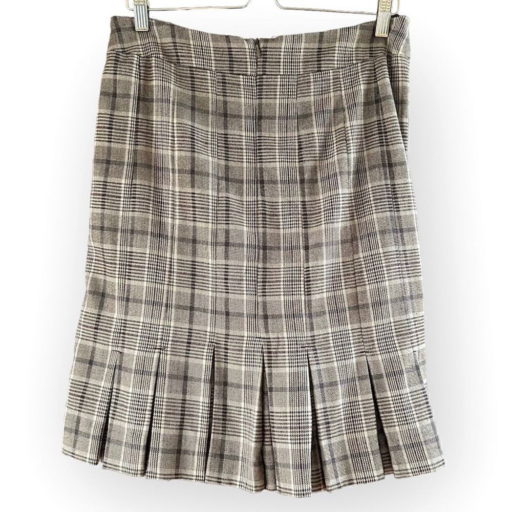 90’s Ninety Box Pleaded Plaid Knee Length Skirt 8